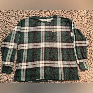 NWT PINK Green Plaid Sleep Top